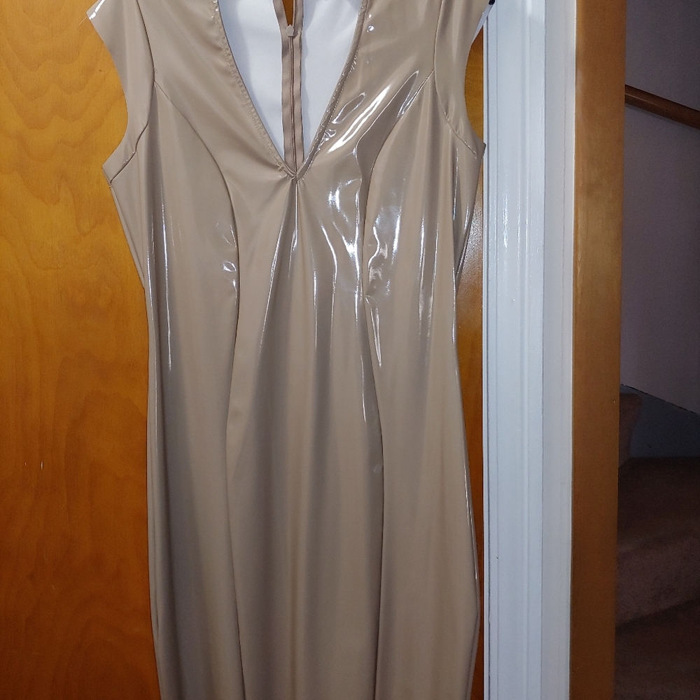 Akira Pleather Nude Bodycon Dress